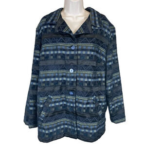 Sag Harbor women’s tapestry lightweight jacket 16w blue button up